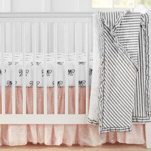 Pottery Barn Kids Emily & Meritt Ruffle Candy Stripe Crib Quilt 36” x 50”
